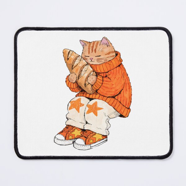 Item preview, Cozy Ginger Cat Hugging Bread Loaf - Artistic Hand-Drawn Kawaii Illustration designed and sold by ArtistryPulse90.