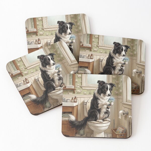 Item preview, Border Collie on the Toilet designed and sold by DamesStudios.