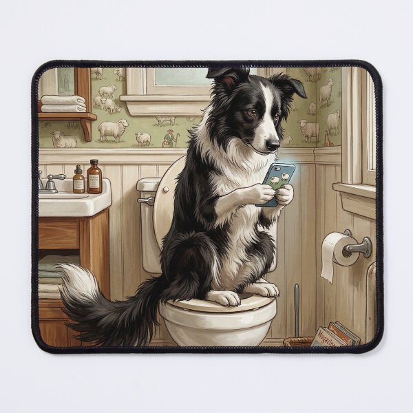 Item preview, Border Collie on the Toilet designed and sold by DamesStudios.