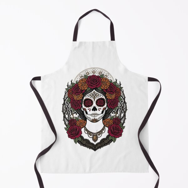 Item preview, Sugar Skull Catrina with Roses – Day of the Dead Floral Skull Art designed and sold by BumbleBloom7.