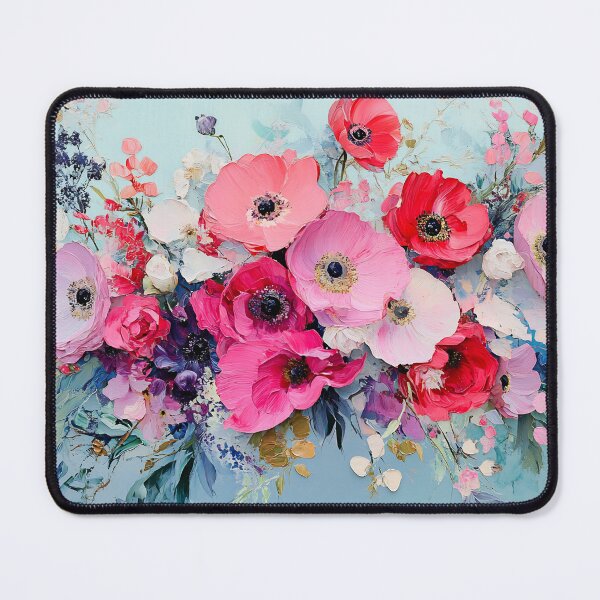 Item preview, Vibrant Flower Bouquet Art, Pink Red Pastel Blue Floral Print designed and sold by daila70.