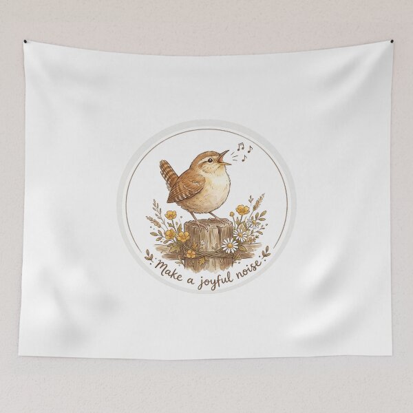 Item preview, Christian Cottagecore Wren Singing Tote Bag Psalm 100 Make a Joyful Noise Bible Verse Gift designed and sold by Small & Beloved.