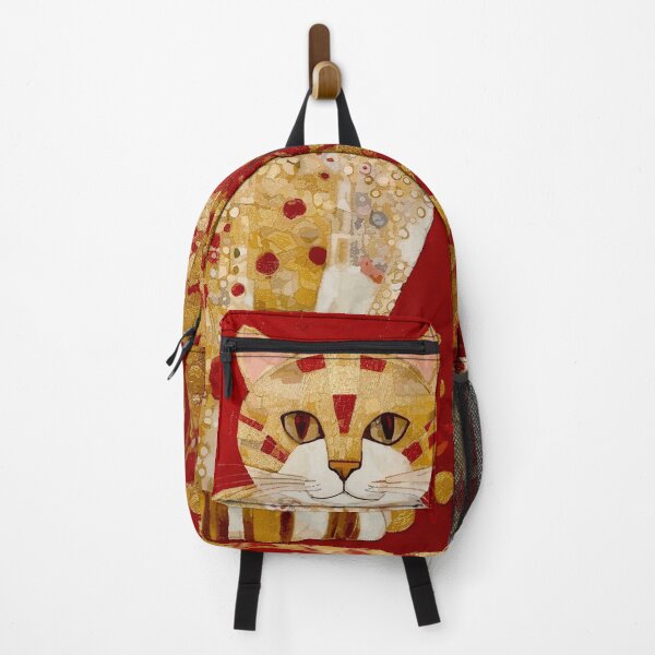 Item preview, Gustav Klimt Tabby Cat in Red Garden designed and sold by Vicky Brago-Mitchell®.