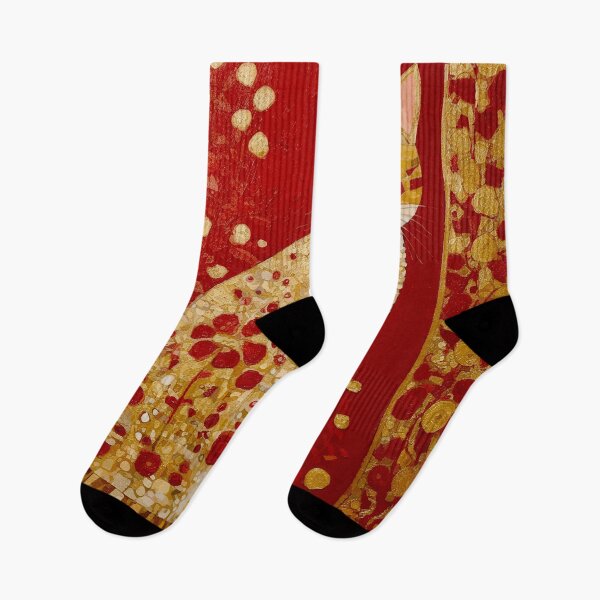 Item preview, Gustav Klimt Tabby Cat in Red Garden designed and sold by Vicky Brago-Mitchell®.