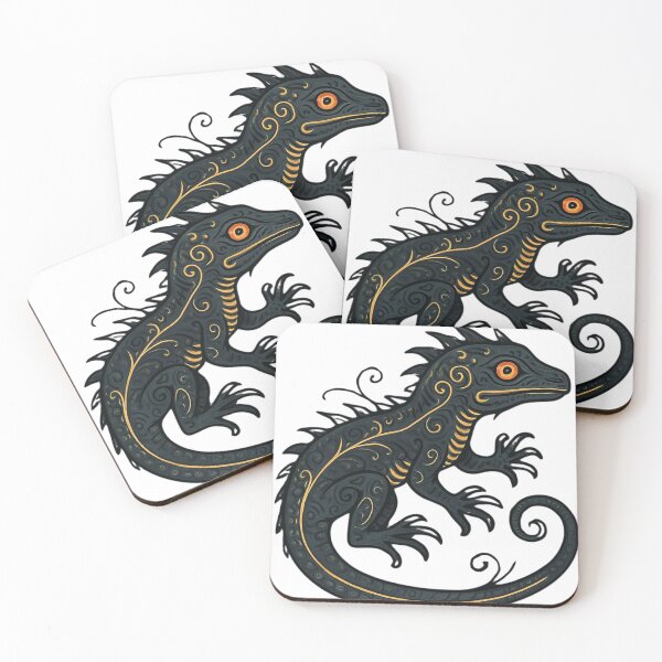 Item preview, Dark Fantasy Lizard with Golden Markings designed and sold by HoneyBreezeCo.