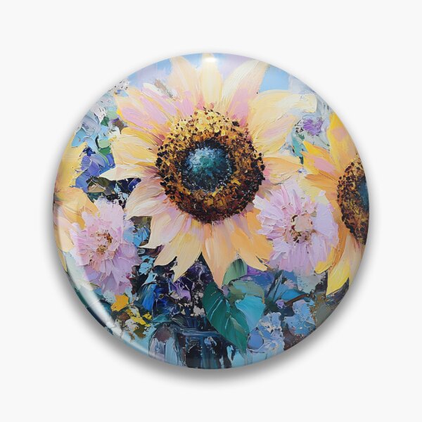 Item preview, Vibrant Sunflower Art, Golden Yellow Pastel Blue Floral Print designed and sold by daila70.
