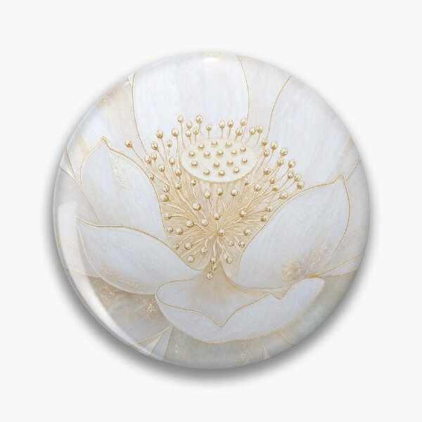 Item preview, Korean White Lotus Watercolor Gold Line Art designed and sold by lita-lilith.