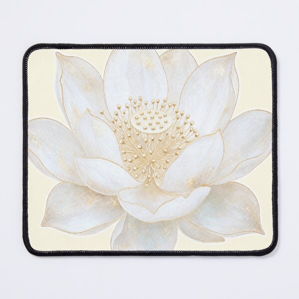 Item preview, Korean White Lotus Watercolor Gold Line Art designed and sold by lita-lilith.
