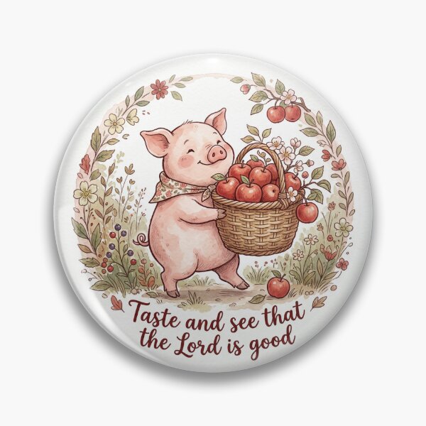 Item preview, Christian Cottagecore Pig Apple Basket Tote Bag Psalm 34 Taste and See Bible Verse Faith Gift designed and sold by Small & Beloved.