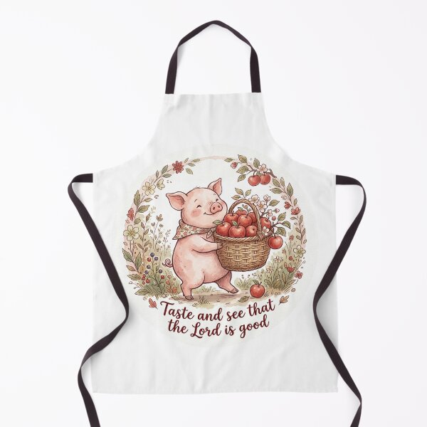 Item preview, Christian Cottagecore Pig Apple Basket Tote Bag Psalm 34 Taste and See Bible Verse Faith Gift designed and sold by Small & Beloved.