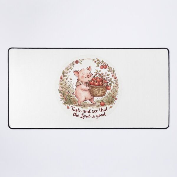 Item preview, Christian Cottagecore Pig Apple Basket Tote Bag Psalm 34 Taste and See Bible Verse Faith Gift designed and sold by Small & Beloved.