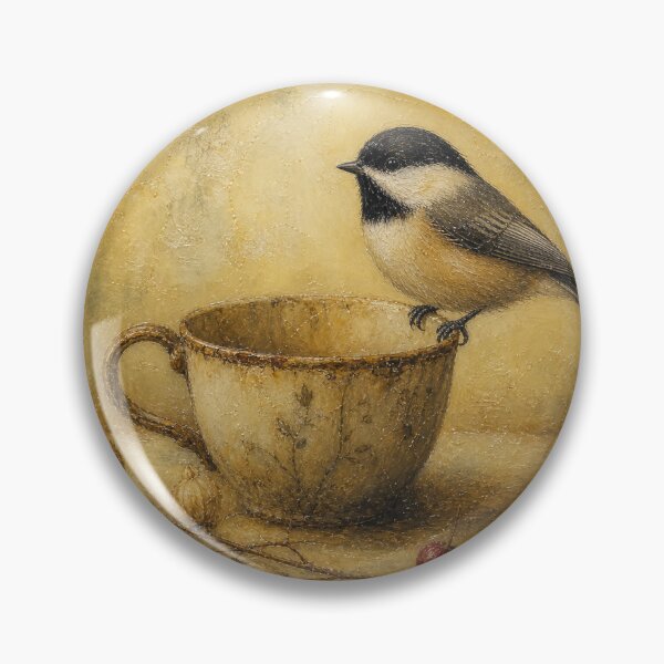 Item preview, Encaustic Painting Chickadee Teacup Still Life designed and sold by Orchestraitor.