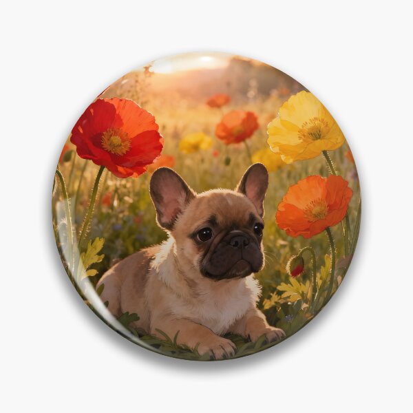 Item preview, Frenchie Puppy And Poppies designed and sold by Glimmersmith.