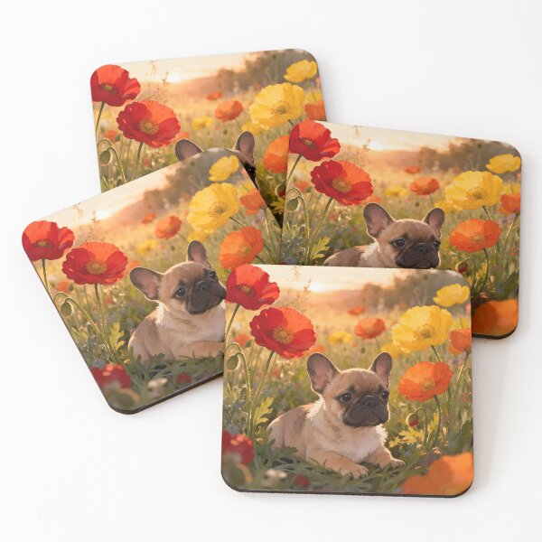 Item preview, Frenchie Puppy And Poppies designed and sold by Glimmersmith.