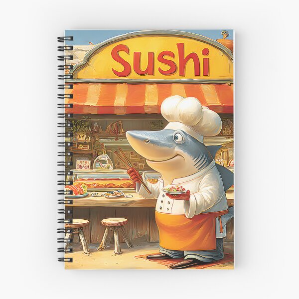 Item preview, Chef Shark at a Vibrant Sushi Beach Restaurant designed and sold by Artessie.