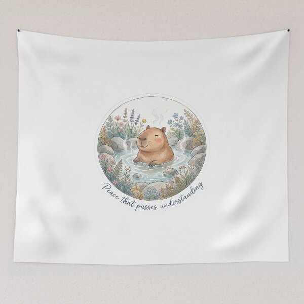 Item preview, Christian Cottagecore Capybara Hot Spring Tote Bag Philippians 4 Peace Bible Verse Faith Gift designed and sold by Small & Beloved.