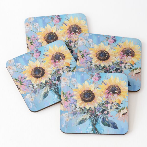 Item preview, Dreamy Sunflower Bouquet Art, Yellow Blue Pastel Floral Illustration designed and sold by daila70.