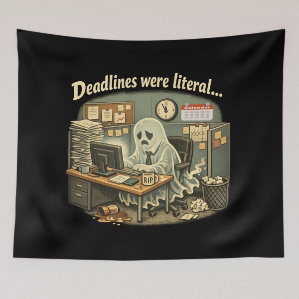 Item preview, Deadlines Were Literal – Corporate Burnout Ghost Funny Office life designed and sold by SidTastic .