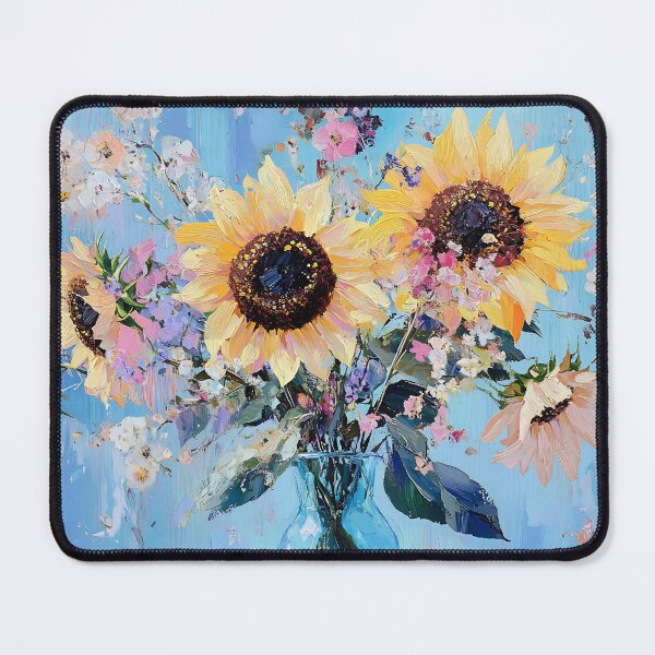 Item preview, Dreamy Sunflower Bouquet Art, Yellow Blue Pastel Floral Illustration designed and sold by daila70.
