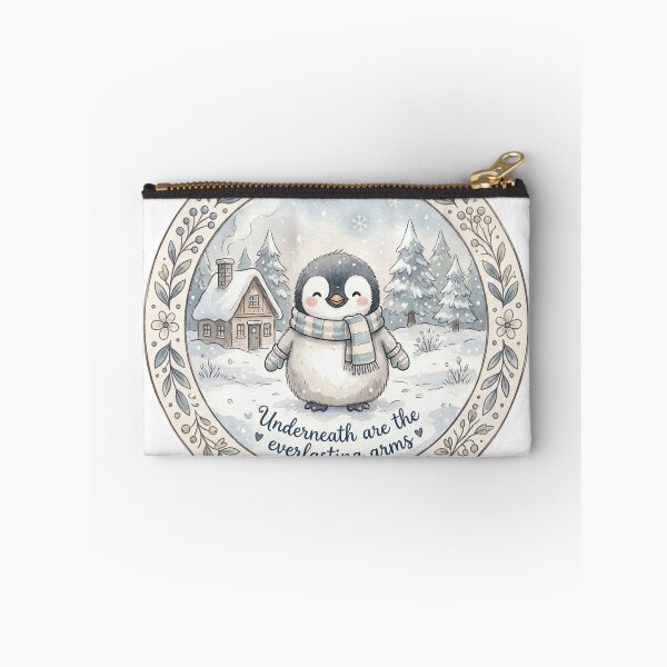 Item preview, Christian Cottagecore Penguin Scarf Tote Bag Deuteronomy 33 Everlasting Arms Bible Verse Gift designed and sold by Small & Beloved.