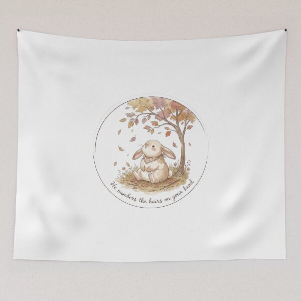 Item preview, Christian Cottagecore Bunny Autumn Leaves Tote Bag Luke 12 He Numbers the Hairs Bible Verse designed and sold by Small & Beloved.