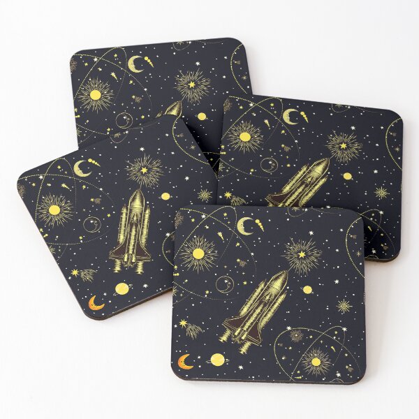 Item preview, Golden space shuttle – Retro luxury celestial cosmos. designed and sold by FahdSpaceArt.