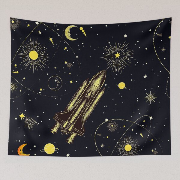 Item preview, Golden space shuttle – Retro luxury celestial cosmos. designed and sold by FahdSpaceArt.