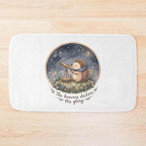 Item preview, Christian Cottagecore Hedgehog Stars Telescope Tote Bag Psalm 19 Heavens Declare Bible Verse designed and sold by Small & Beloved.