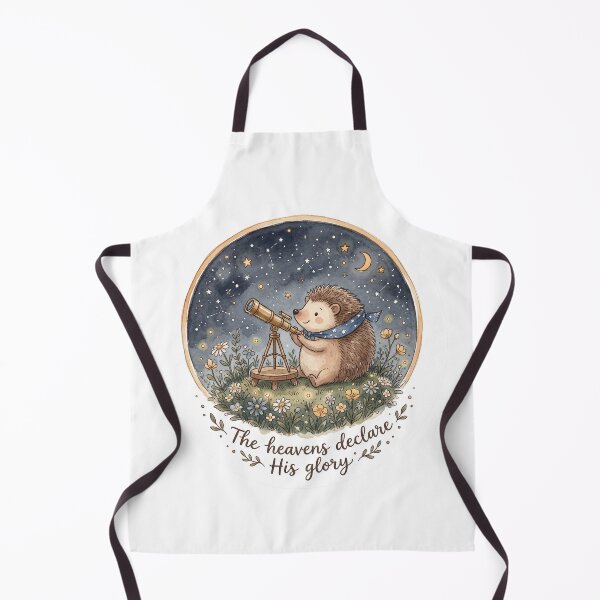 Artikelvorschau, Christliche Cottagecore-Tragetasche mit Igelsternen und Teleskopmotiv, Psalm 19 „Der Himmel verkündet“ (Bibelvers) entworfen und verkauft von Small & Beloved.