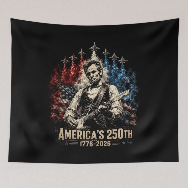 Item preview, America's 250th Abraham Lincoln Playing Guitar Patriotic 250 Years 4th July  designed and sold by will freed18.