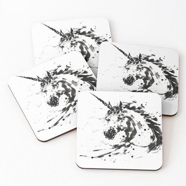 Item preview, Mystical Unicorn Dark Silhouette - Fantasy Ink Art designed and sold by NitzanEArt.