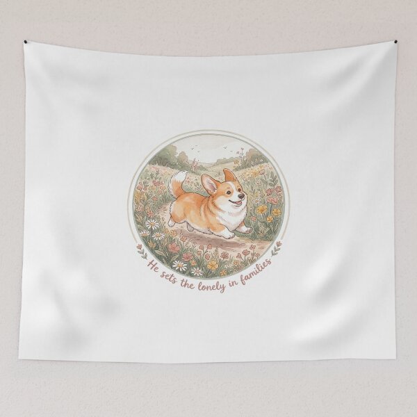 Item preview, Christian Cottagecore Corgi Flowers Tote Bag Psalm 68 He Sets the Lonely Bible Verse Faith Gift designed and sold by Small & Beloved.