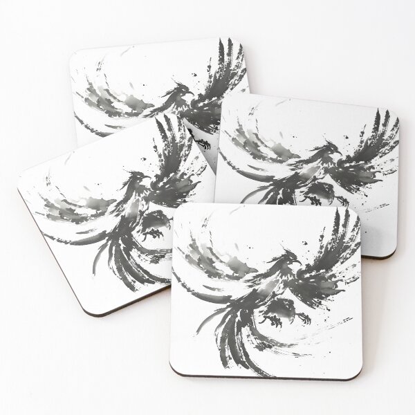 Item preview, Rising Phoenix Japanese Ink Art - Mythical Firebird designed and sold by NitzanEArt.