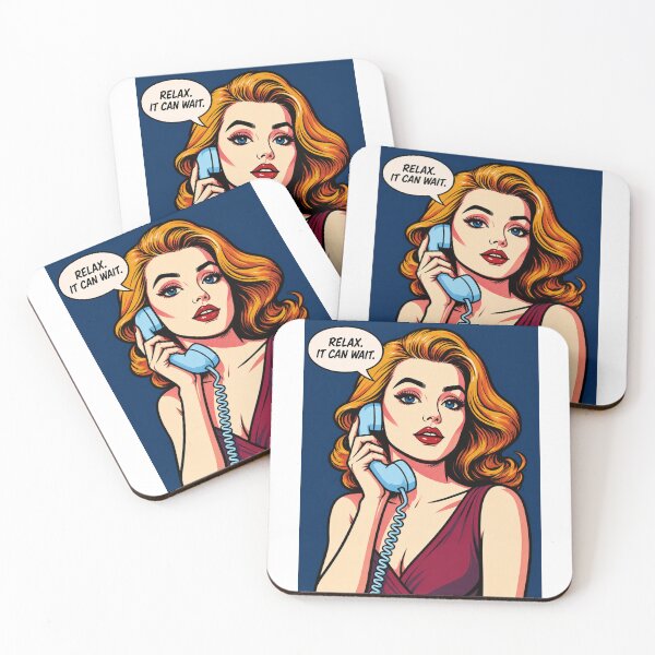 Item preview, Relax It Can Wait – Ice Blue Phone Retro Pop Art Portrait designed and sold by SabraDD.