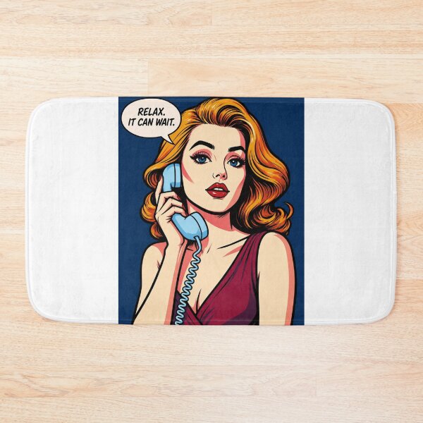 Item preview, Relax It Can Wait – Ice Blue Phone Retro Pop Art Portrait designed and sold by SabraDD.