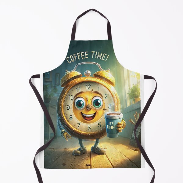 Item preview, Cheerful Cartoon Clock with Coffee in Cozy Room designed and sold by Artessie.