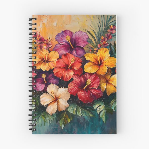 Item preview, Tropical Hibiscus Bouquet Art, Vivid Red Purple Orange Floral Print designed and sold by daila70.