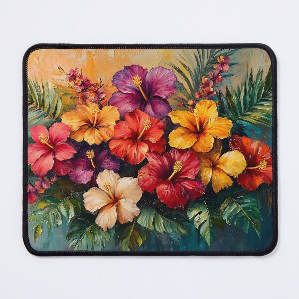 Item preview, Tropical Hibiscus Bouquet Art, Vivid Red Purple Orange Floral Print designed and sold by daila70.