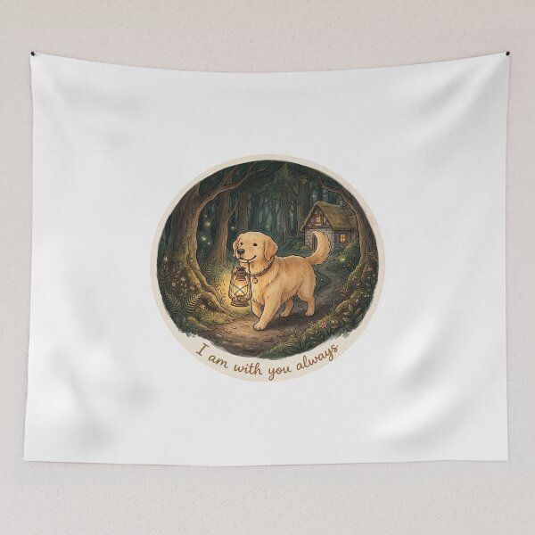 Item preview, Christian Cottagecore Golden Retriever Lantern Tote Bag Matthew 28 I Am With You Bible Verse designed and sold by Small & Beloved.