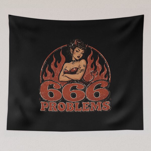 Item preview, 666 Problems Funny Devil Girl Vintage Goth designed and sold by Region.