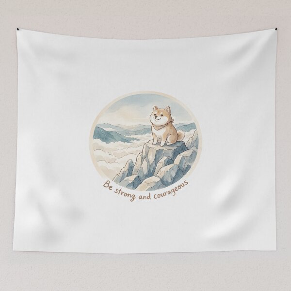 Item preview, Christian Cottagecore Shiba Inu Mountain Tote Bag Joshua 1 Be Strong and Courageous Bible Verse designed and sold by Small & Beloved.