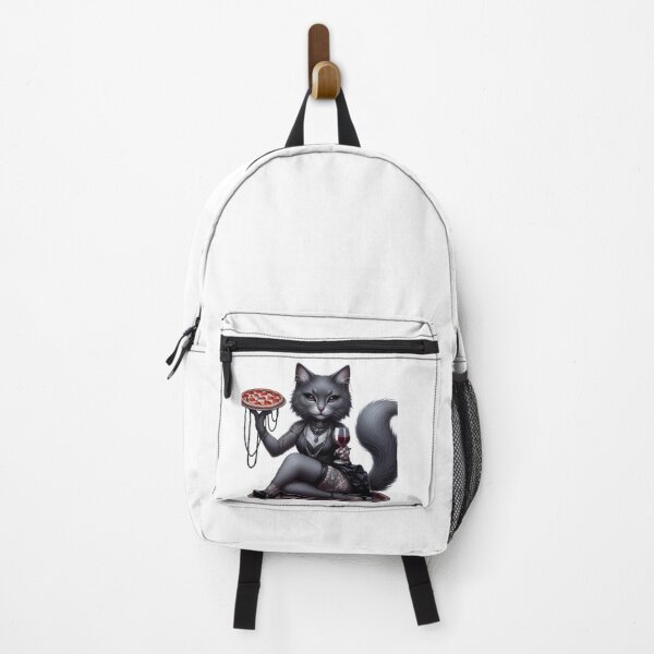 Item preview, Gothic Fluffy Cat Lounging with Wine and Pizza designed and sold by LujziWorld.