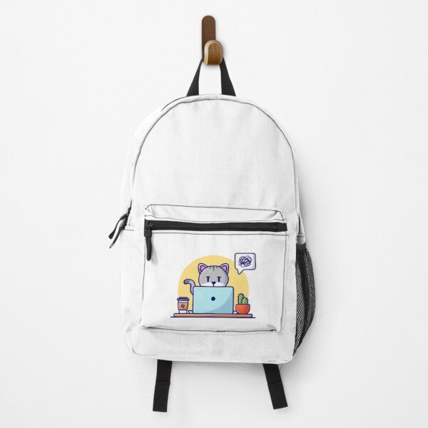 Item preview, Confused Cat Working On Laptop Cartoon designed and sold by nilkbv.