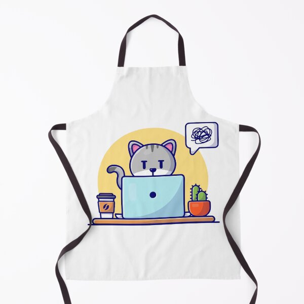 Item preview, Confused Cat Working On Laptop Cartoon designed and sold by nilkbv.