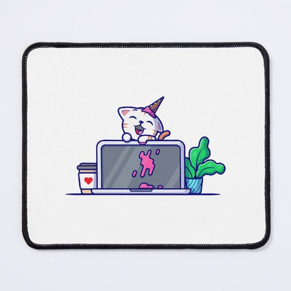 Item preview, Cute Cat With Spilled Ice Cream On Laptop designed and sold by nilkbv.
