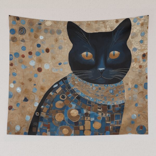 Item preview, Gustav Klimt Black Cat in Ceremonial Robes designed and sold by Vicky Brago-Mitchell®.