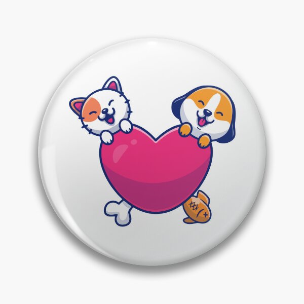 Item preview, Cute Cat and Dog Hugging Big Pink Heart designed and sold by nilkbv.