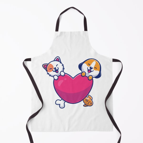 Item preview, Cute Cat and Dog Hugging Big Pink Heart designed and sold by nilkbv.