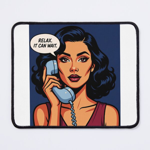 Item preview, Relax It Can Wait – Midnight Navy Retro Pop Art Portrait designed and sold by SabraDD.