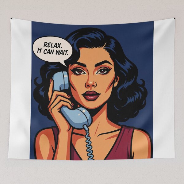 Item preview, Relax It Can Wait – Midnight Navy Retro Pop Art Portrait designed and sold by SabraDD.